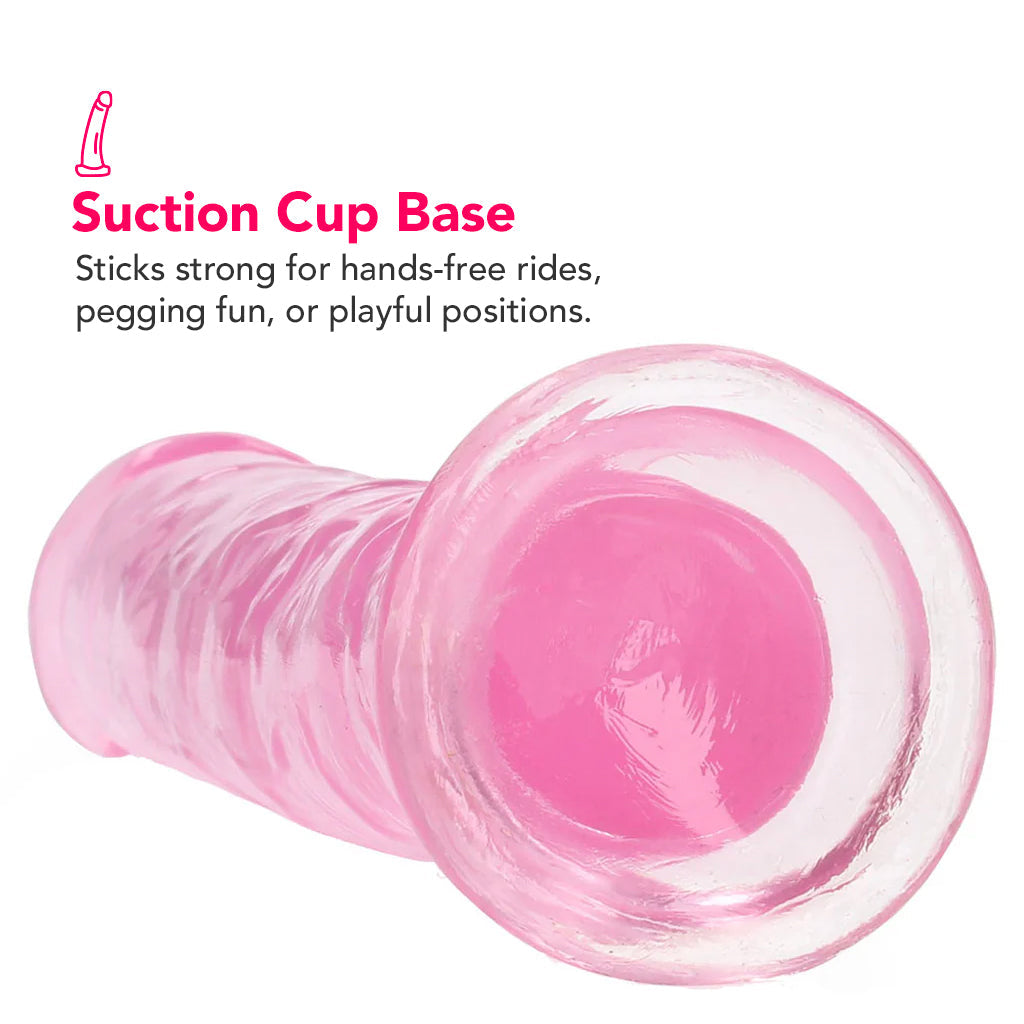RealRock Crystal Clear Jelly 7 Inch Dildo in Pink Dildo Sex Toys > Realistic Dildos