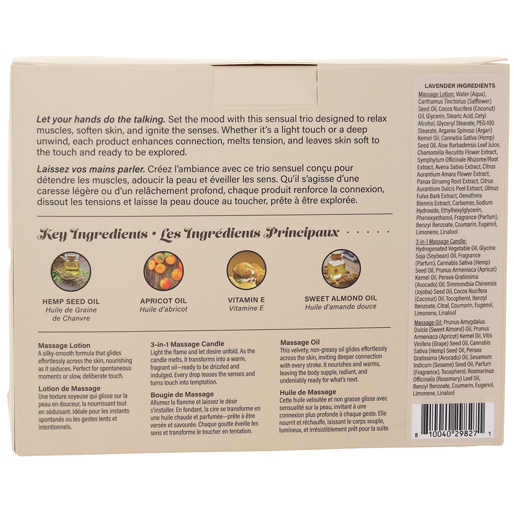 Hemp Seed Tranquility Trio Massage Kit in Lavender Sensual Love > Massage
