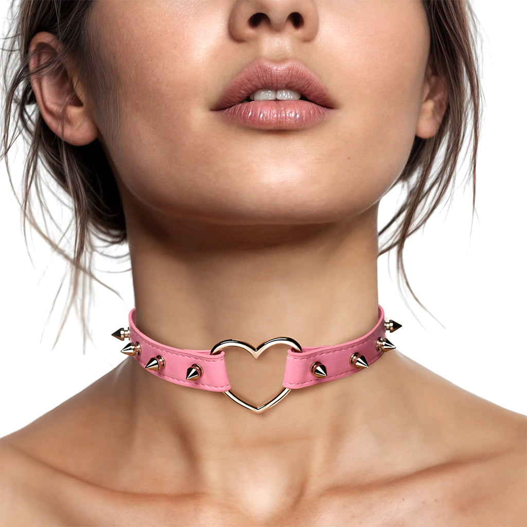 Master Series Spiked Heart Choker in Pink Bondage and Fetish > Tools & Accessories
