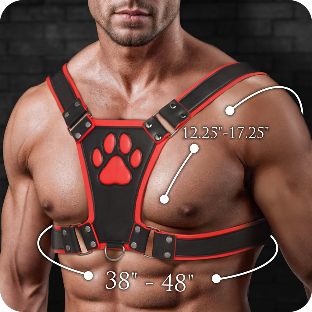 Master Series Alpha Pup Bulldog Harness in Red Bondage and Fetish > Men's Bondage Wear