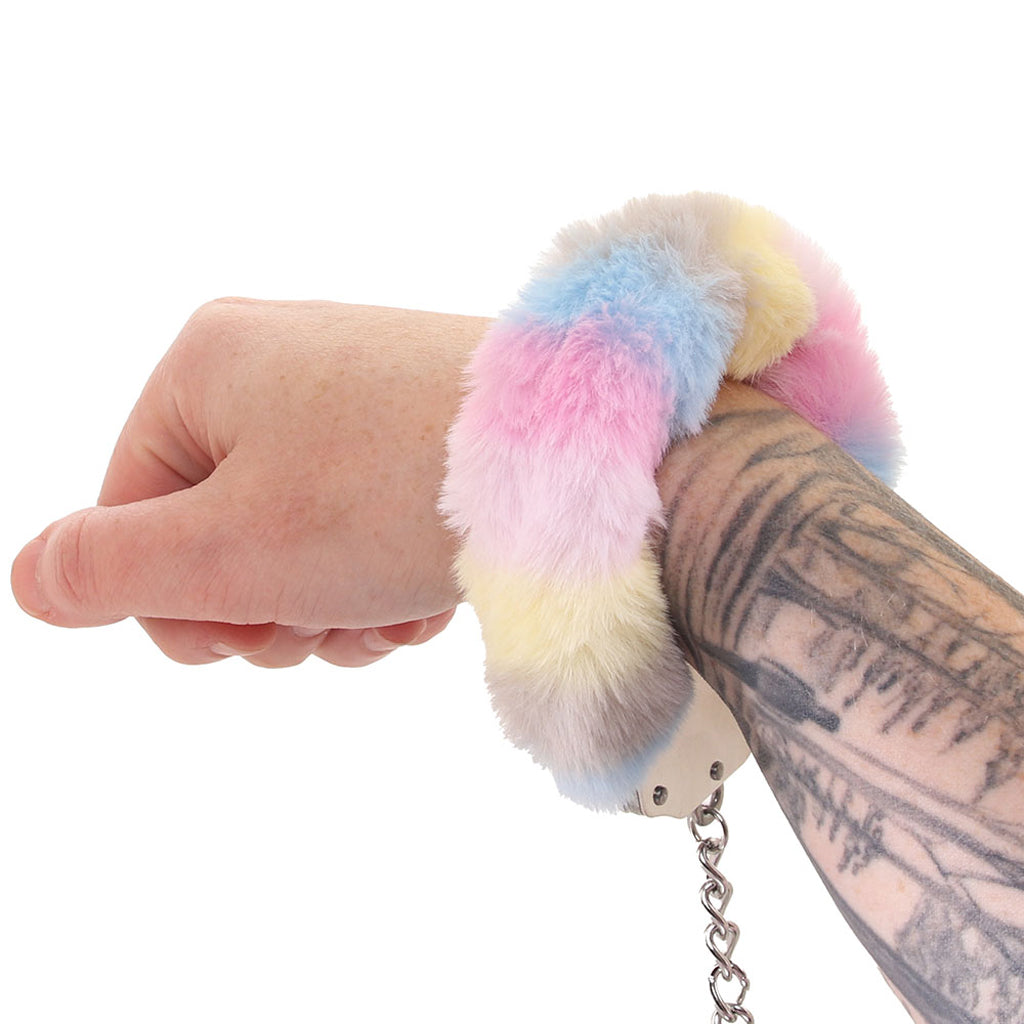 Ouch! Heavy Duty Fluffy Cuffs in Multi-Colour Bondage and Fetish > Wrist and Ankle Cuffs