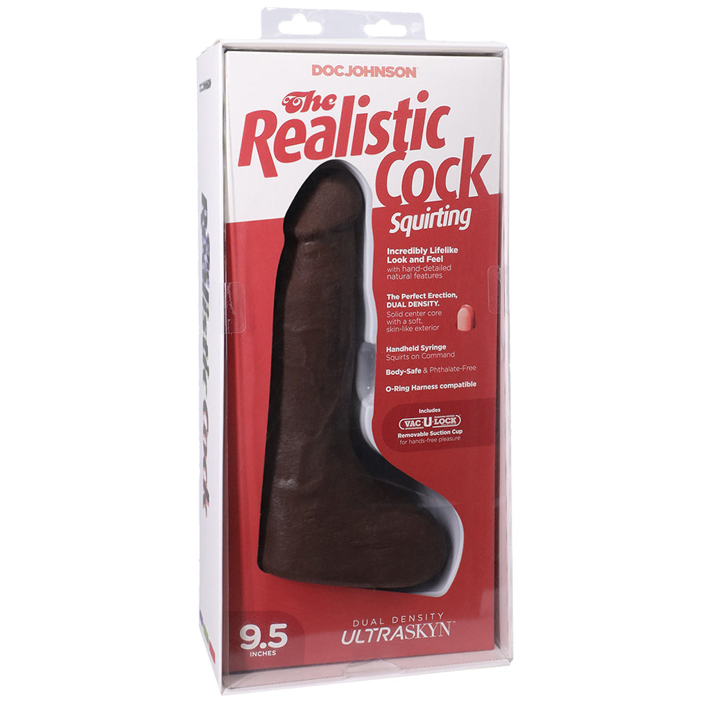 The Realistic 9.5 Inch Squirting Cock in Chocolate Dildo Sex Toys > Realistic Dildos