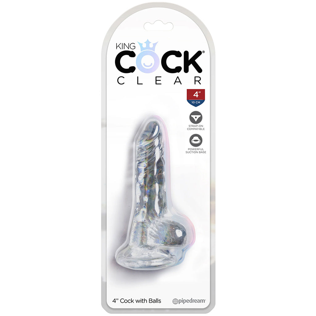 King Cock 4 Inch Ballsy Dildo in Clear Dildo Sex Toys > Realistic Dildos