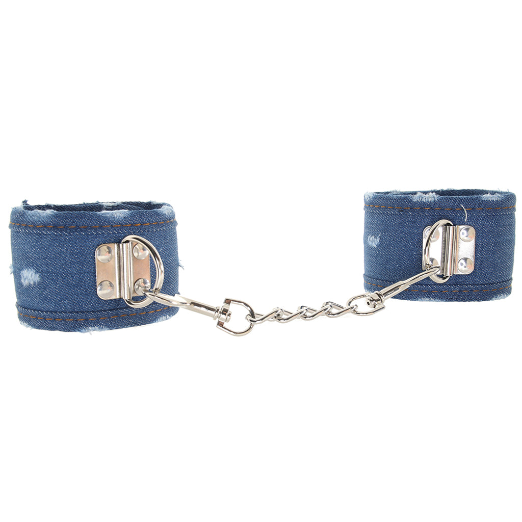 Ouch! Roughened Denim Ankle Cuffs in Blue Bondage and Fetish > Wrist and Ankle Cuffs