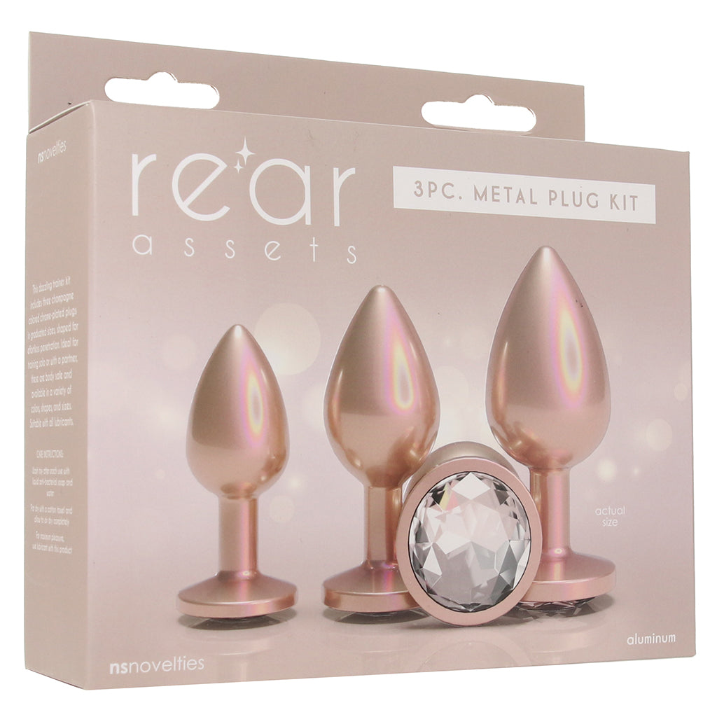 Rear Assets 3 Piece Metal Butt Plug Kit in Champagne Anal Sex Toys > Butt Plugs