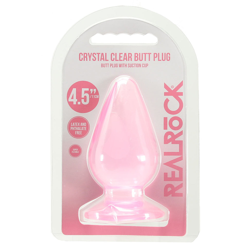 RealRock Crystal Clear Jelly 4.5 Inch Butt Plug in Pink Anal Sex Toys > Butt Plugs