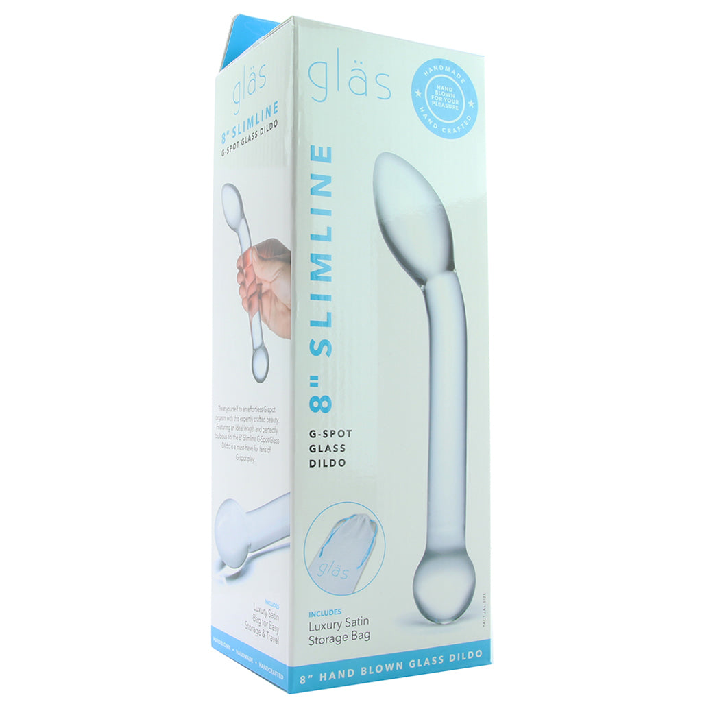 gläs 8 Inch Slimline G-Spot Glass Dildo Dildo Sex Toys > G-Spot Dildos