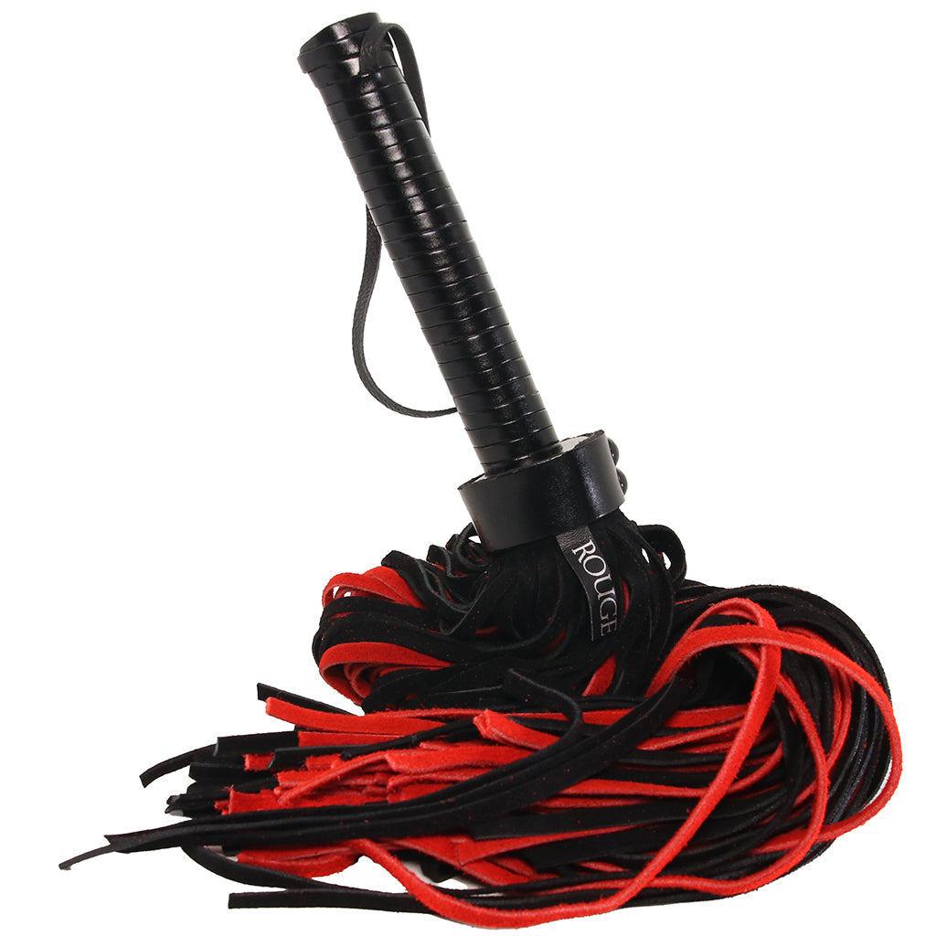 Long Suede Flogger in Black & Red Bondage and Fetish > Leather