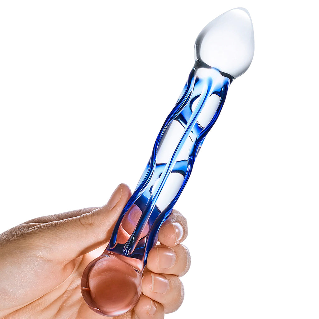 gläs 6.5 Inch Full Tip Textured Glass Dildo Dildo Sex Toys > Pyrex Glass Dildos
