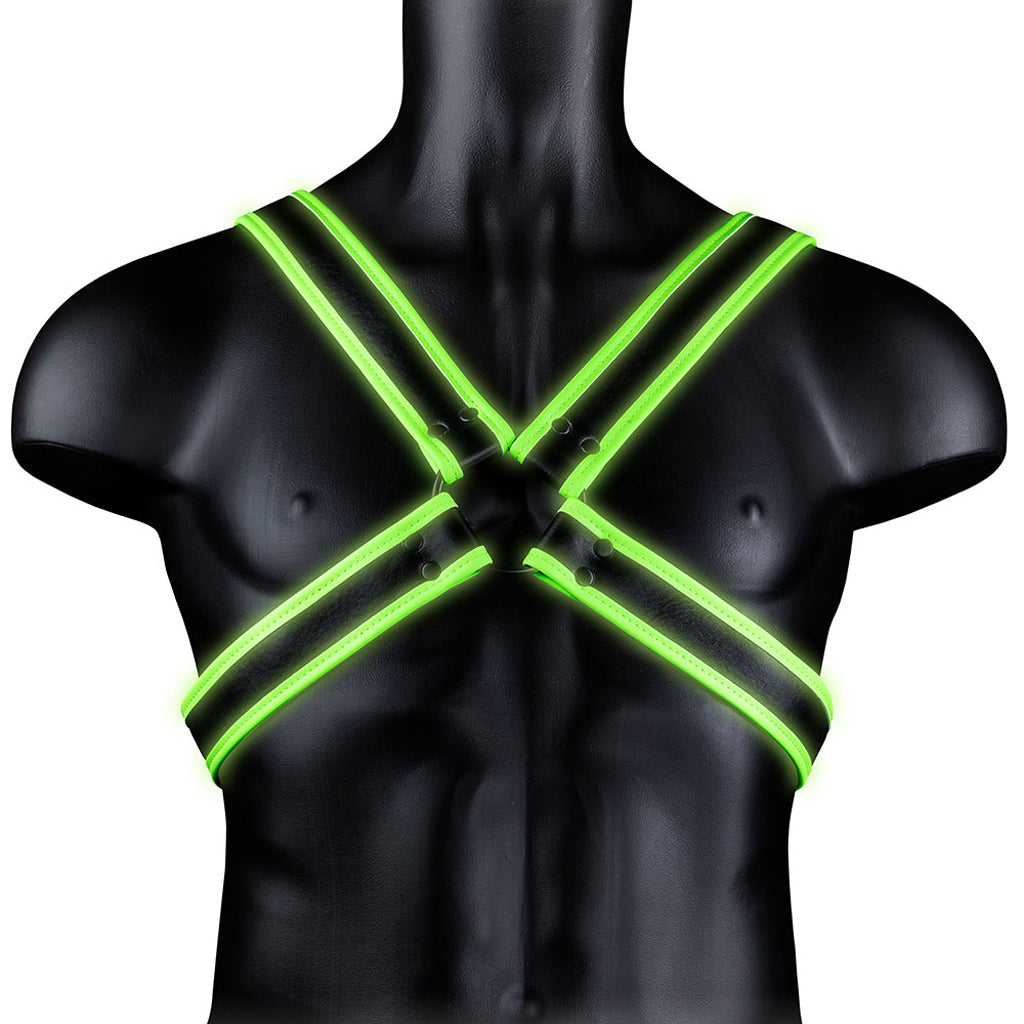 Ouch! Glow In The Dark Cross Harness /XL Bondage and Fetish > Men's Bondage Wear