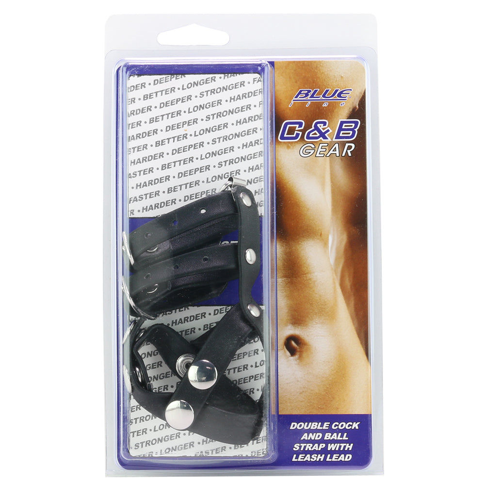 Blue Line Double Cock and Ball Strap with Leash Lead Bondage and Fetish > Cock and Ball Devices