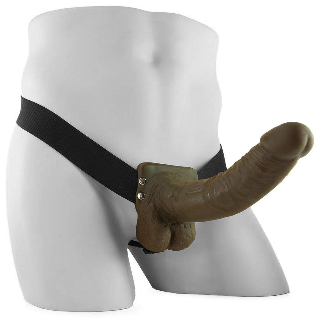 Fetish Fantasy 9 Inch Hollow Strap-On with Balls in Chocola Dildo Sex Toys > Strap-On and Harnesses