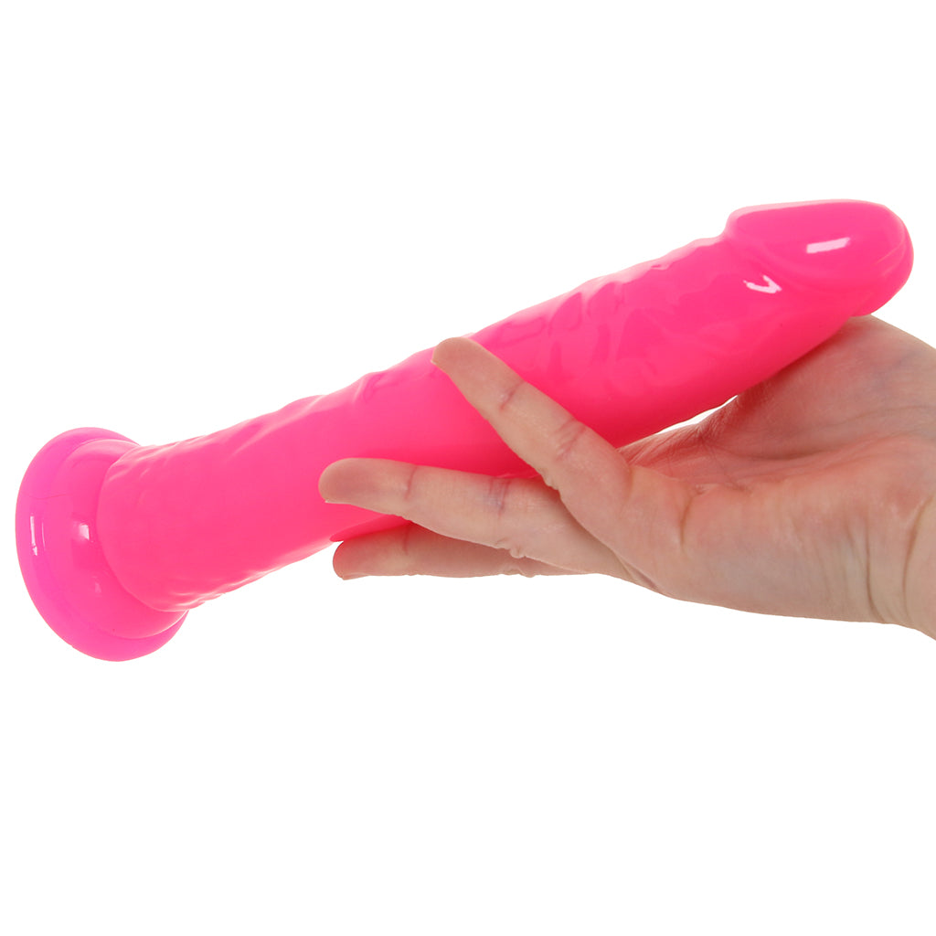 RealRock 9 Inch Glow-in-the-Dark Slim Dildo in Pink Dildo Sex Toys > Realistic Dildos