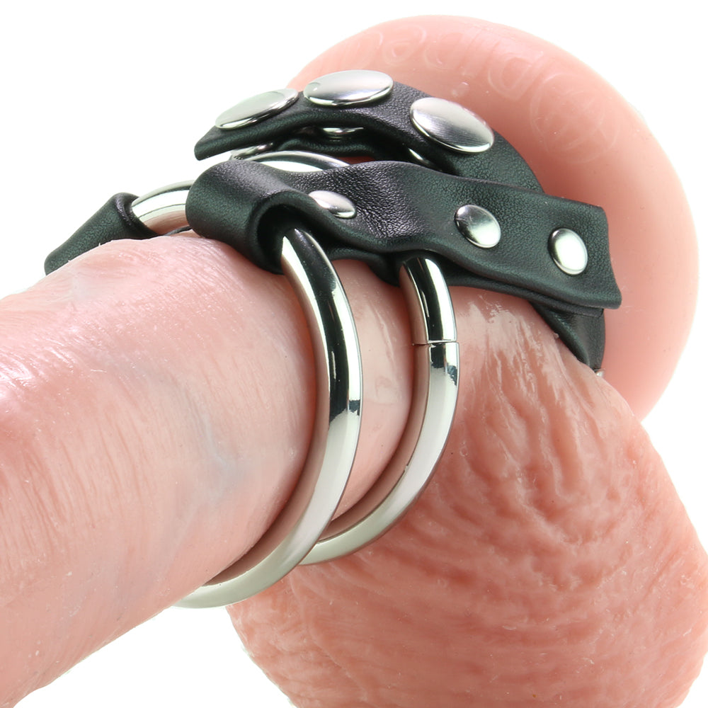 Blue Line Double Metal C-Ring with Adjustable Ball Strap Bondage and Fetish > Cock and Ball Devices