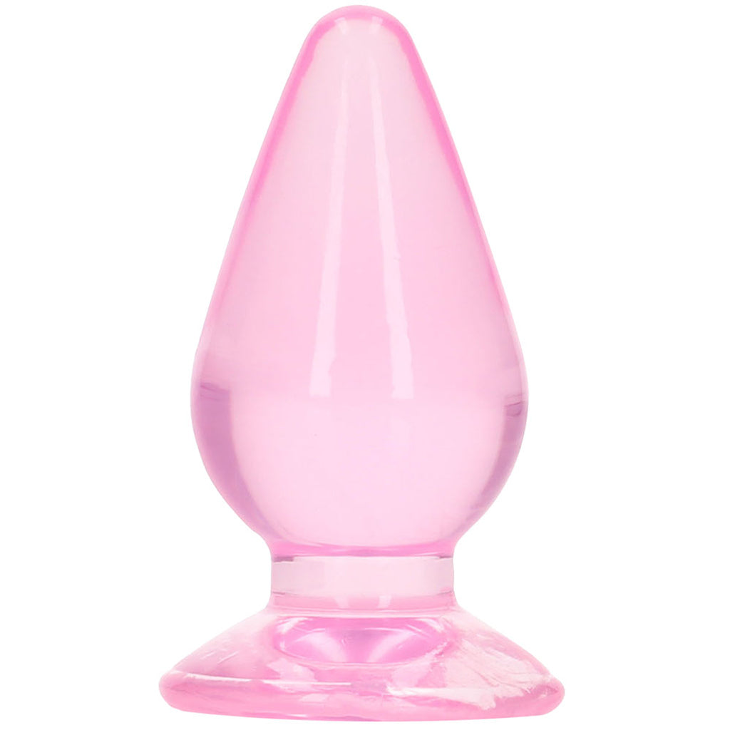RealRock Crystal Clear Jelly 3.5 Inch Butt Plug in Pink Anal Sex Toys > Butt Plugs