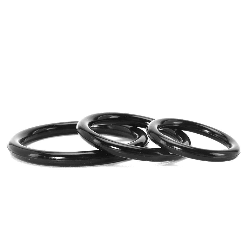 Silicone 3 Ring Stamina Cock Ring Set in Black Cock Rings
