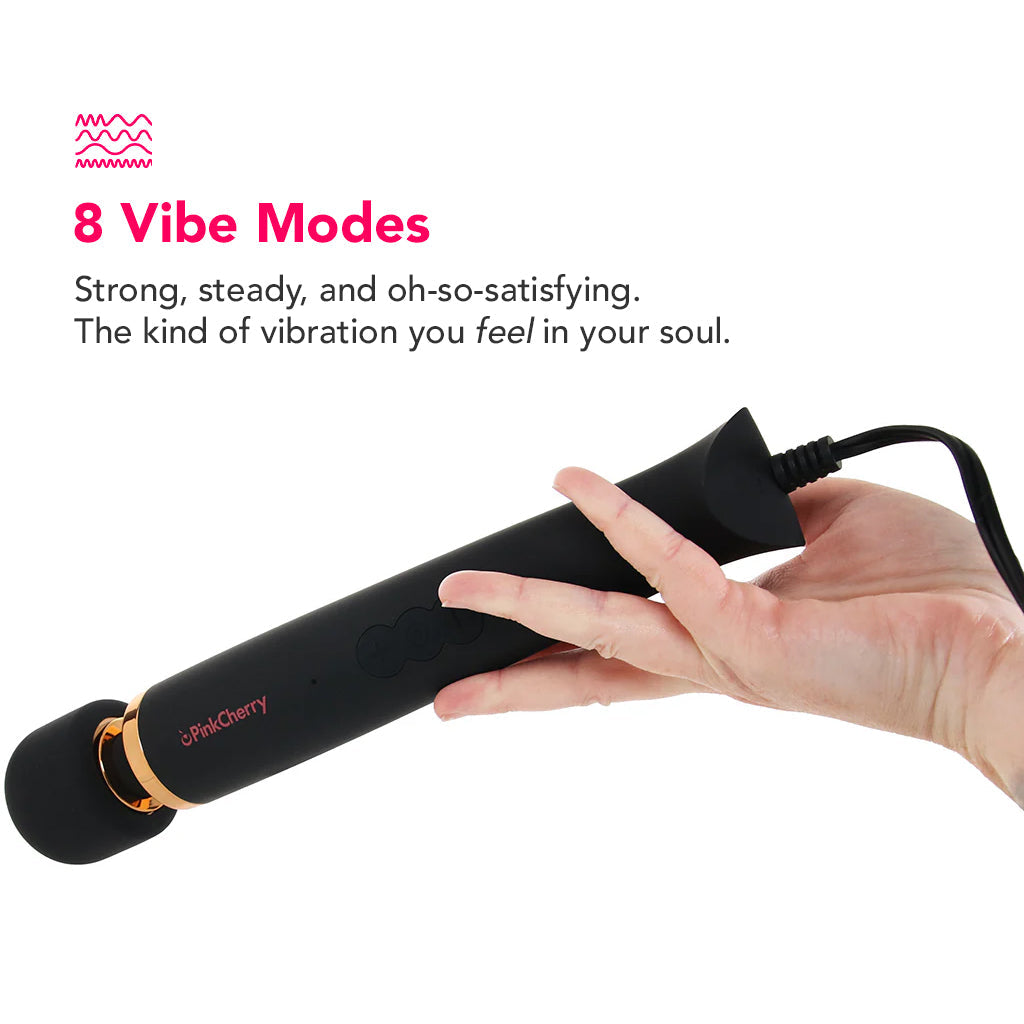 PinkCherry Premium Powered Wand in Black Vibrators > Wands
