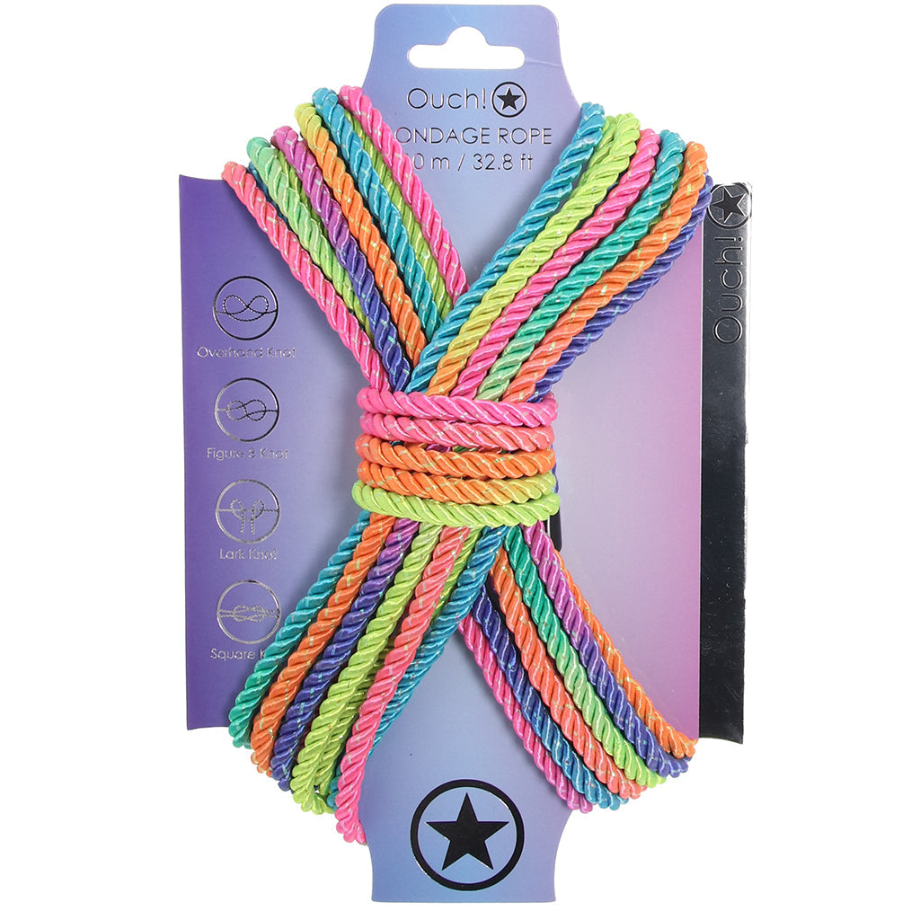 Ouch! 32.8'/10m Bondage Rope in Vibrant Rainbow Bondage and Fetish > Restraints