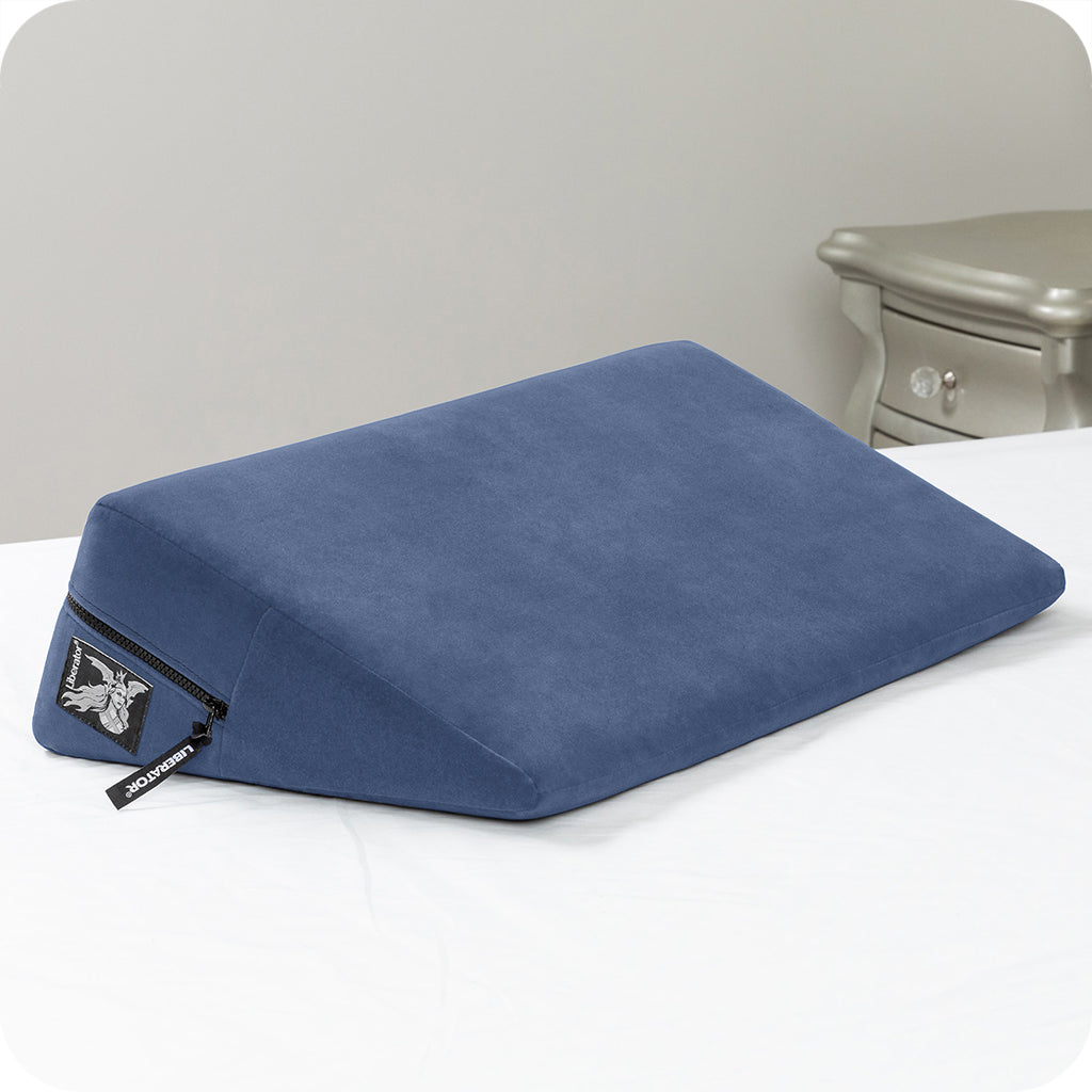 Wedge Sex Pillow in Velvet Blue Sex Furniture > Sex Machine