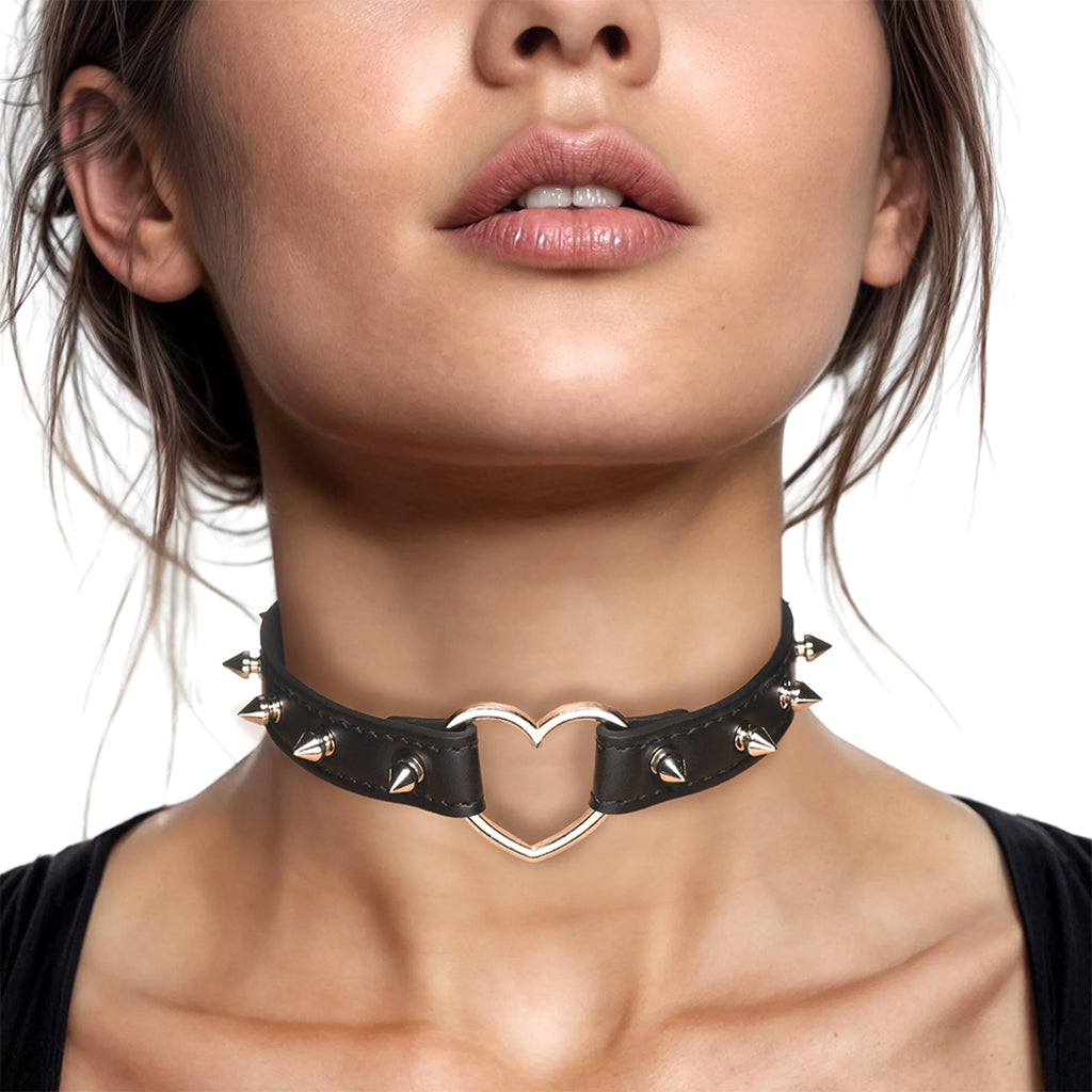 Master Series Spiked Heart Choker in Black Bondage and Fetish > Tools & Accessories