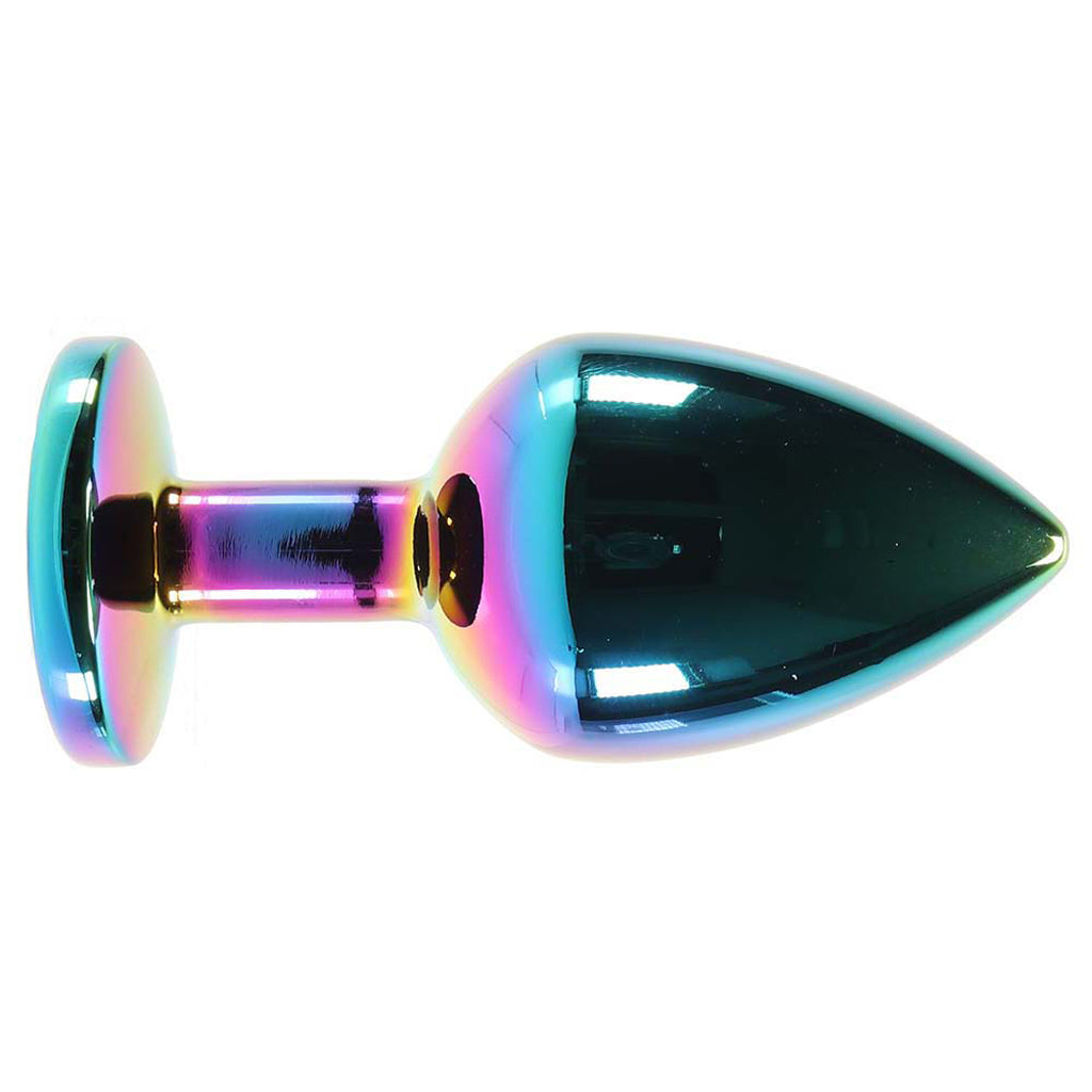 Medium Aluminum Plug with Rainbow Gem in Multicolor Anal Sex Toys > Butt Plugs