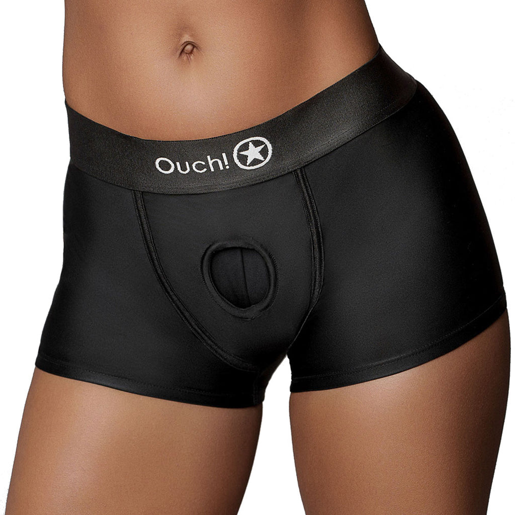 Ouch! Black Vibrating Strap-on Boxer /L Dildo Sex Toys > Strap-On and Harnesses