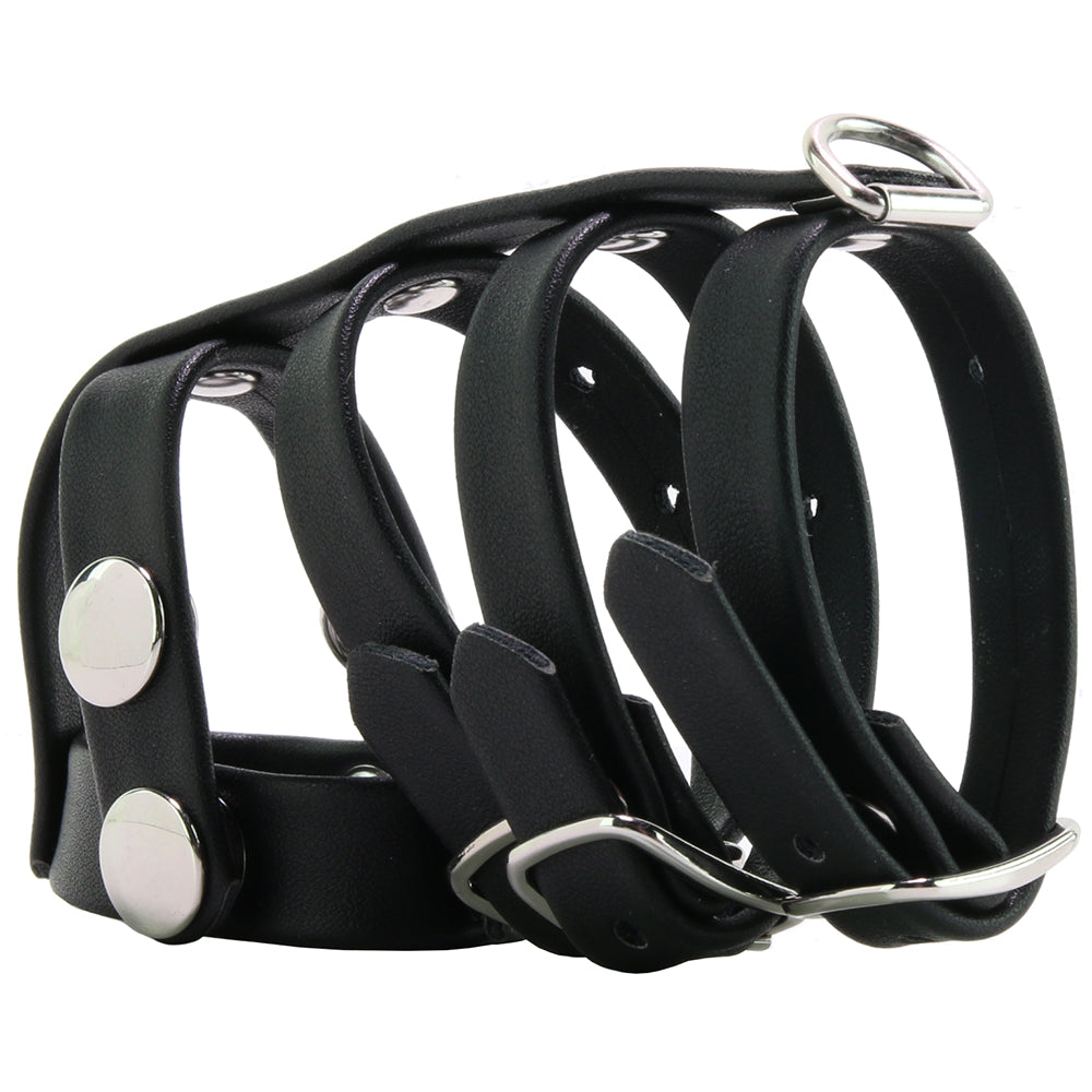 Blue Line Triple Cock and Ball Strap with Leash Lead Bondage and Fetish > Cock and Ball Devices