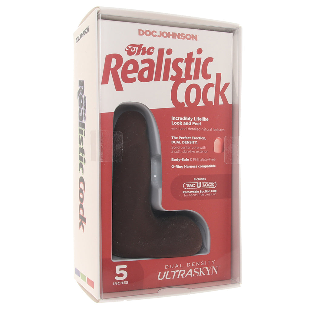 The Realistic 5 Inch Cock with Balls in Chocolate Dildo Sex Toys > Realistic Dildos