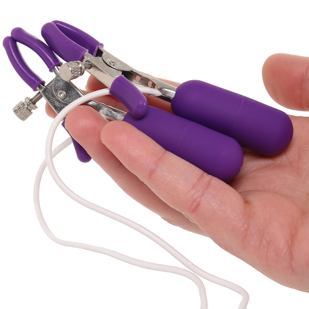 10 Function Vibrating Nipple Clamps in Purple Bondage and Fetish > Nipple Stimulators & Clamps