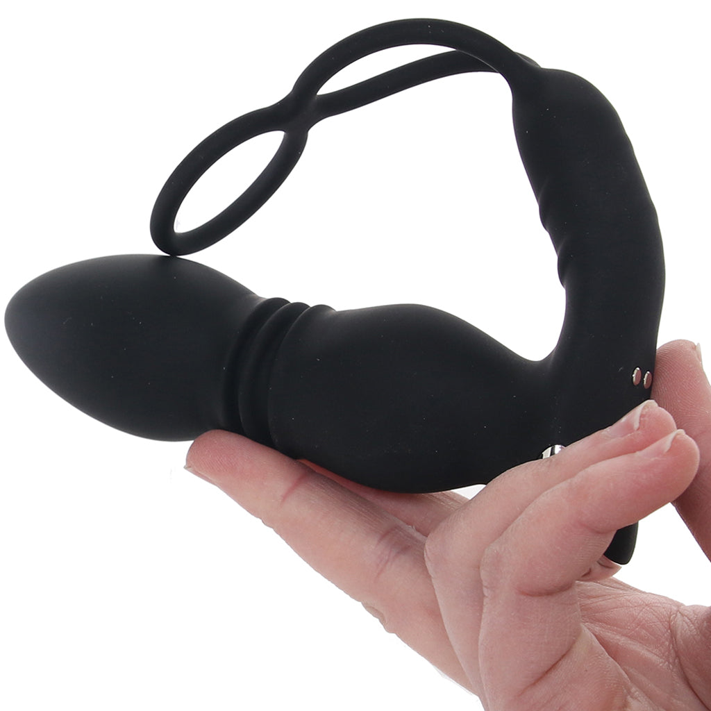 Ass-Sation Thrusting Power Plug with Dual Ring in Black Anal Sex Toys > Prostate Massagers