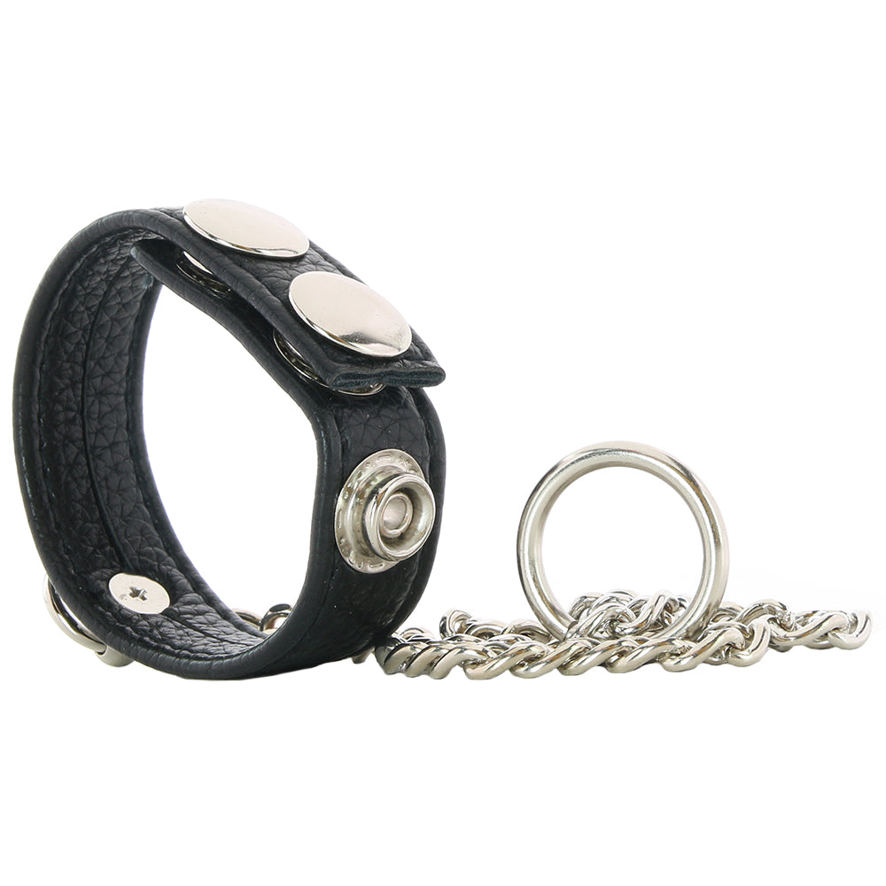 Blue Line Snap Cock Ring with Leash Bondage and Fetish > Cock and Ball Devices