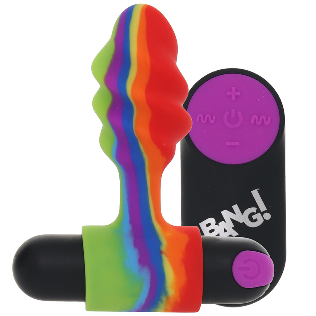 Bang! Vibrating Rainbow Butt Plug with Remote Anal Sex Toys > Butt Plugs