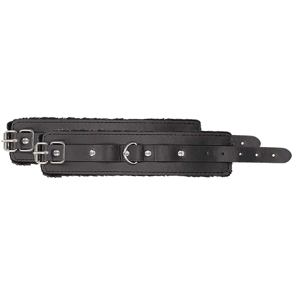 Black & White Plush Wrist Cuffs Bondage and Fetish > Wrist and Ankle Cuffs