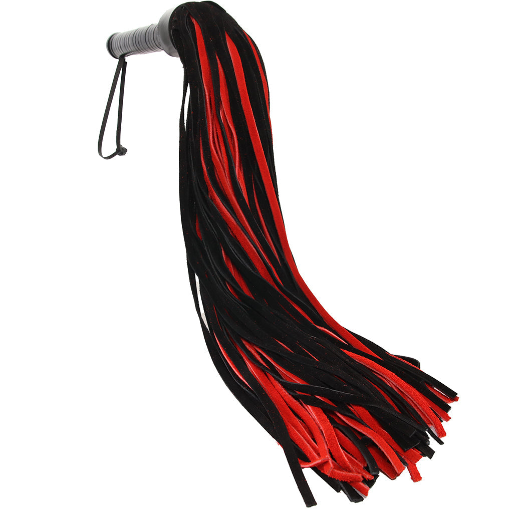 Long Suede Flogger in Black & Red Bondage and Fetish > Leather