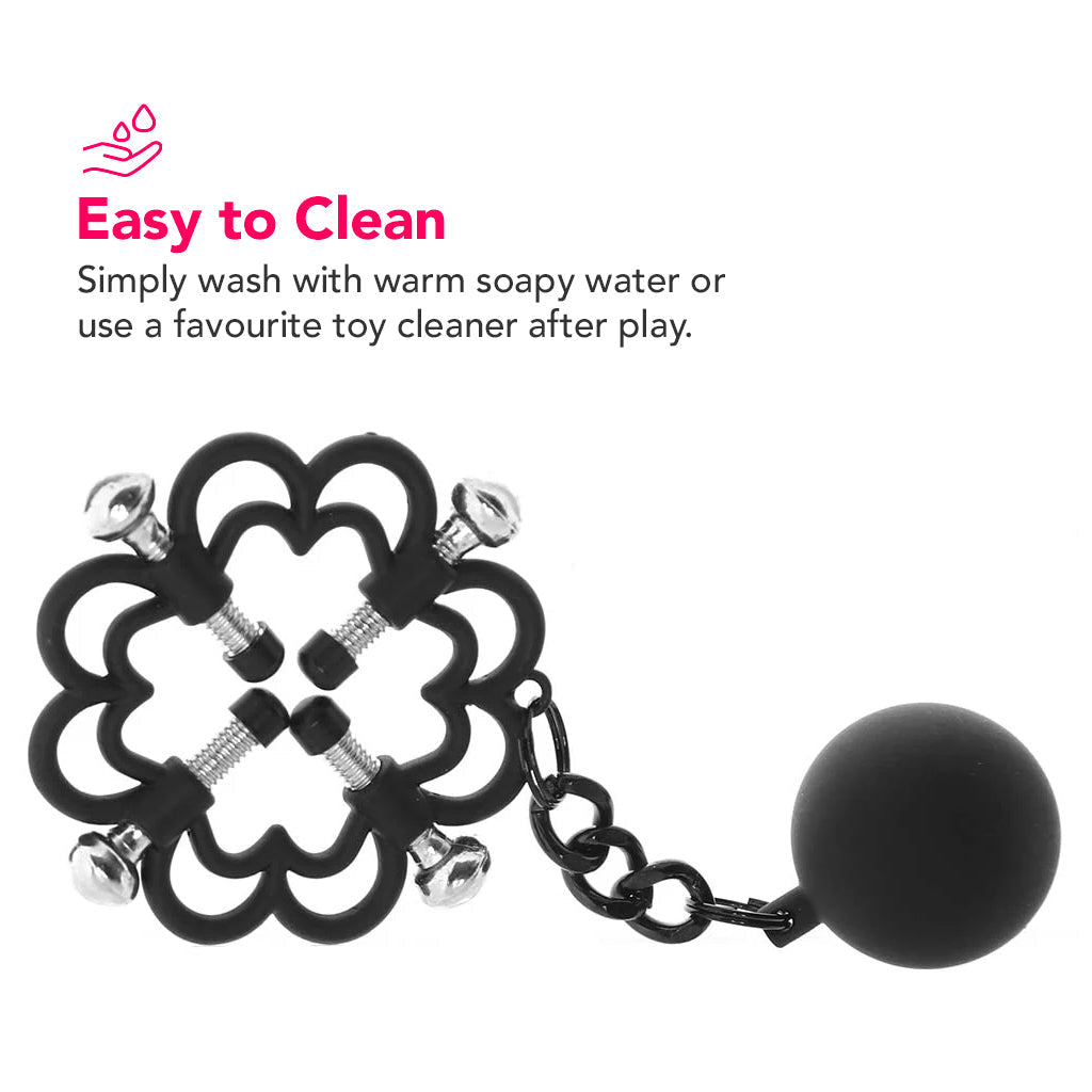 Nipple Grips 4-Point Weighted Nipple Press Clamps in Black Bondage and Fetish > Nipple Stimulators & Clamps