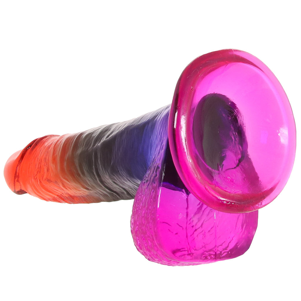 Crystal Jellies 8.5 Inch Cock & Balls Dildo in Rainbow Dildo Sex Toys > Realistic Dildos