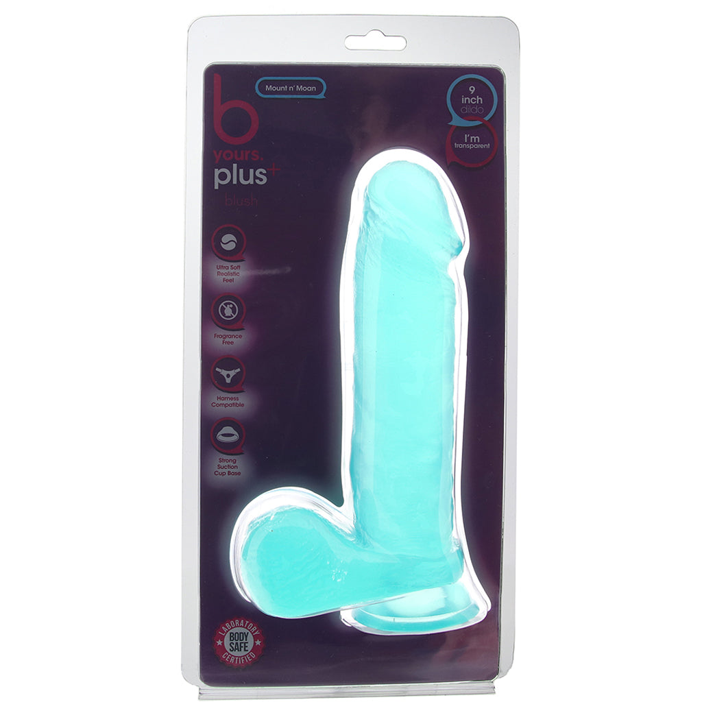 B Yours Plus Mount n’ Moan 9 Inch Ballsy Dildo in Teal Dildo Sex Toys > Realistic Dildos