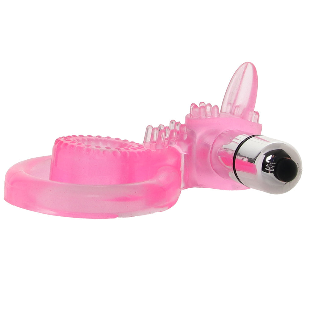 PinkCherry Dual Clit Flicker Cock Ring Vibrators > Vibrating Cock Rings