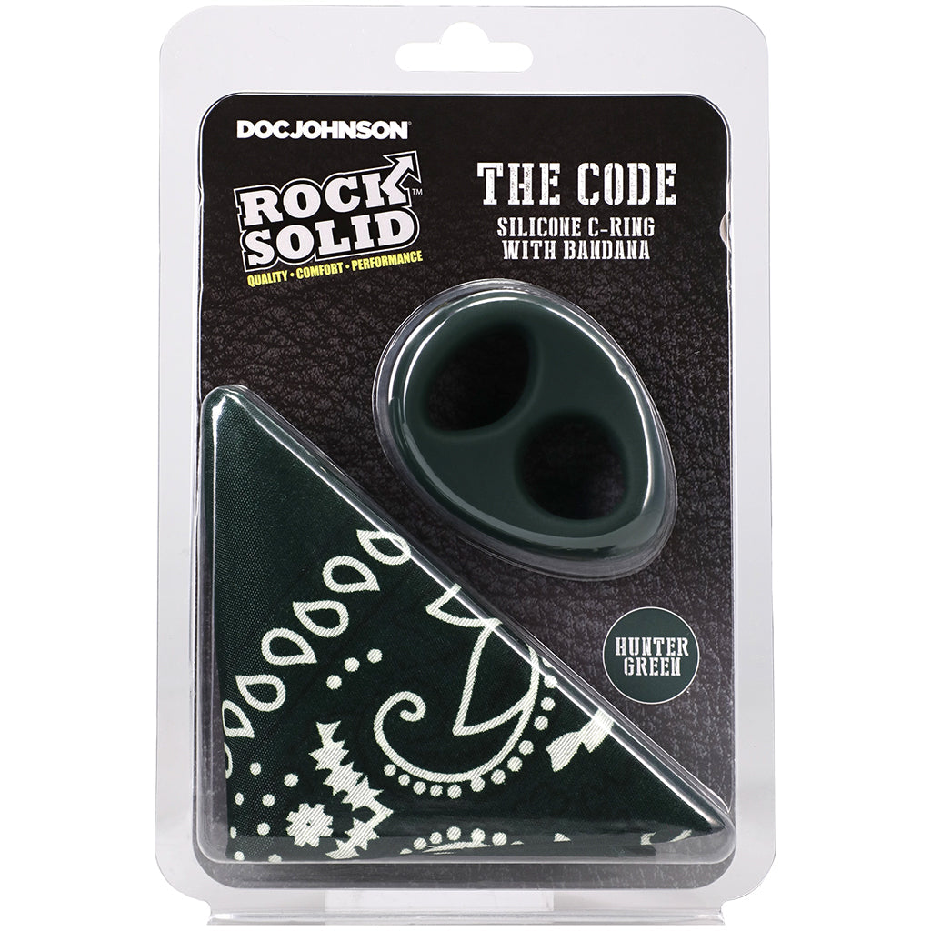 Rock Solid The Code C-Ring and Bandana Set in Hunter Green Cock Rings