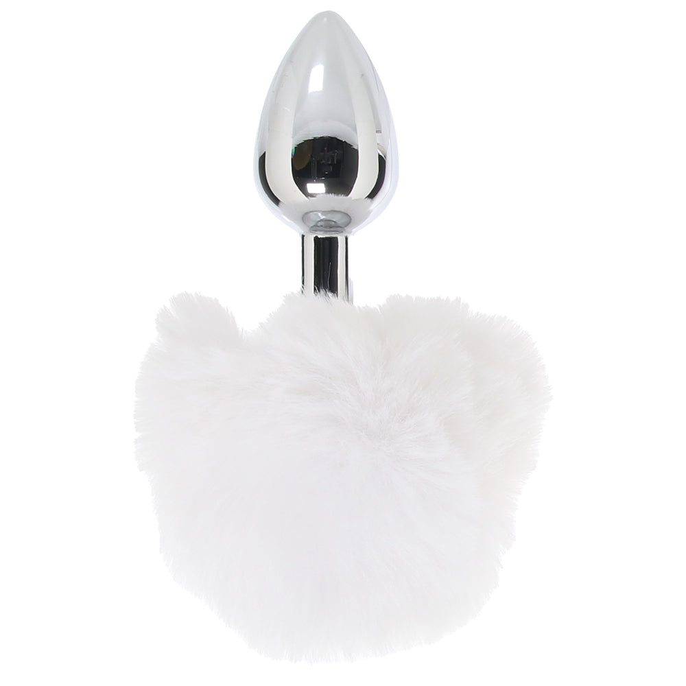 Gemsations 3 Inch Bunny Tail Butt Plug in Silver Anal Sex Toys > Butt Plugs
