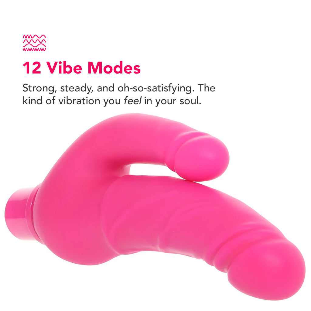 Power Stud Rechargeable Over & Under Vibe in Pink Vibrators > Realistic Vibrator Dildos