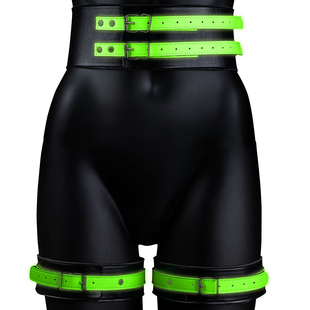 Ouch! Glow Bondage Belt with Thigh and Wrist Cuffs /XL Bondage and Fetish > Men's Bondage Wear