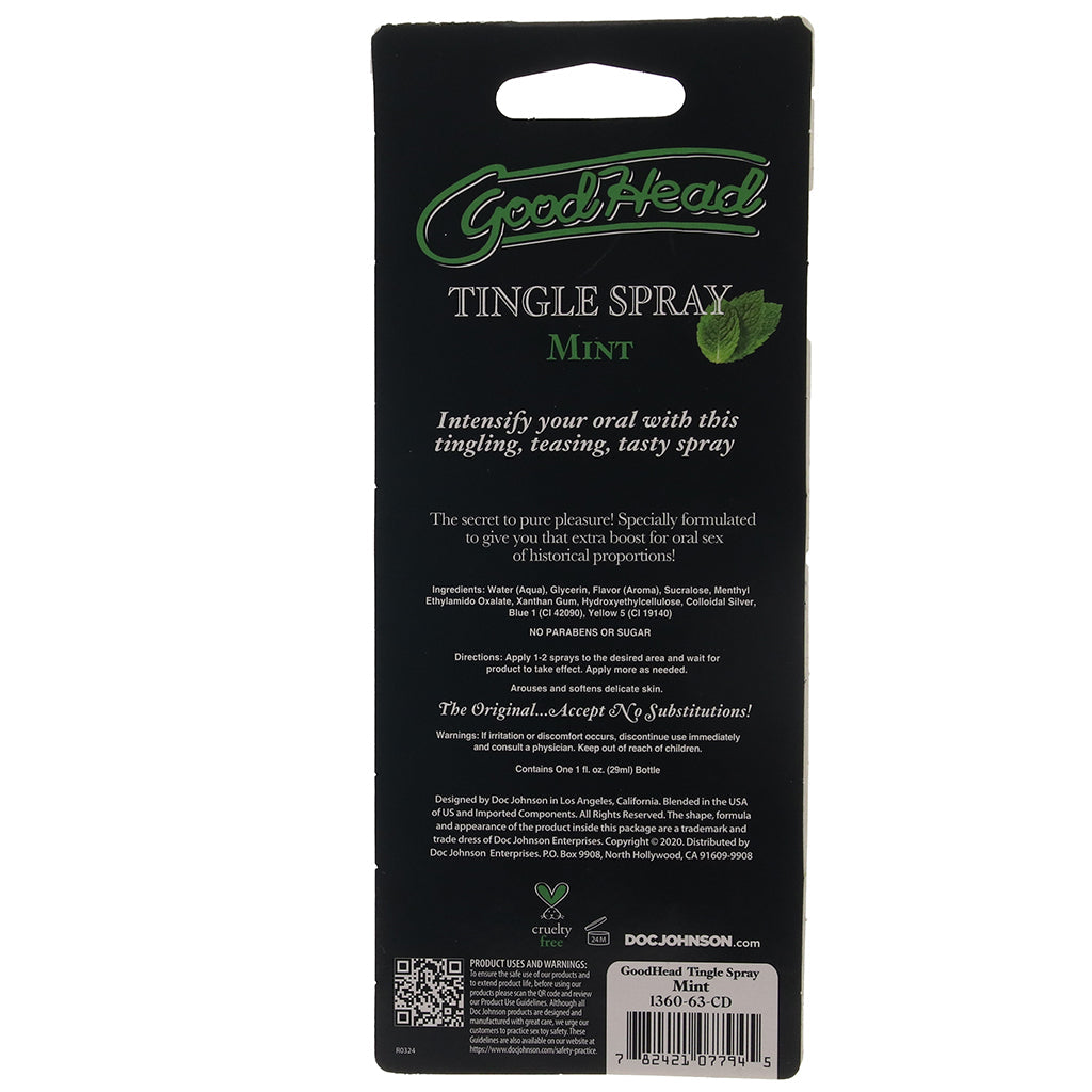 GoodHead Mint Tingle Spray in 1oz/29ml Lubes and Lotions > Flavored Sex Lubes