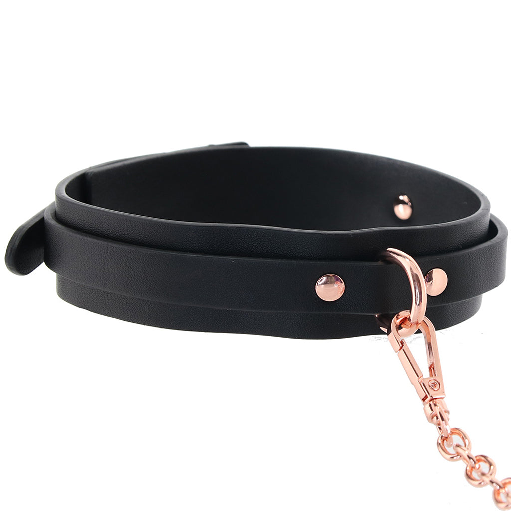 Bondage Couture Collar & Leash in Rose Gold Bondage and Fetish > Leashes and Collars