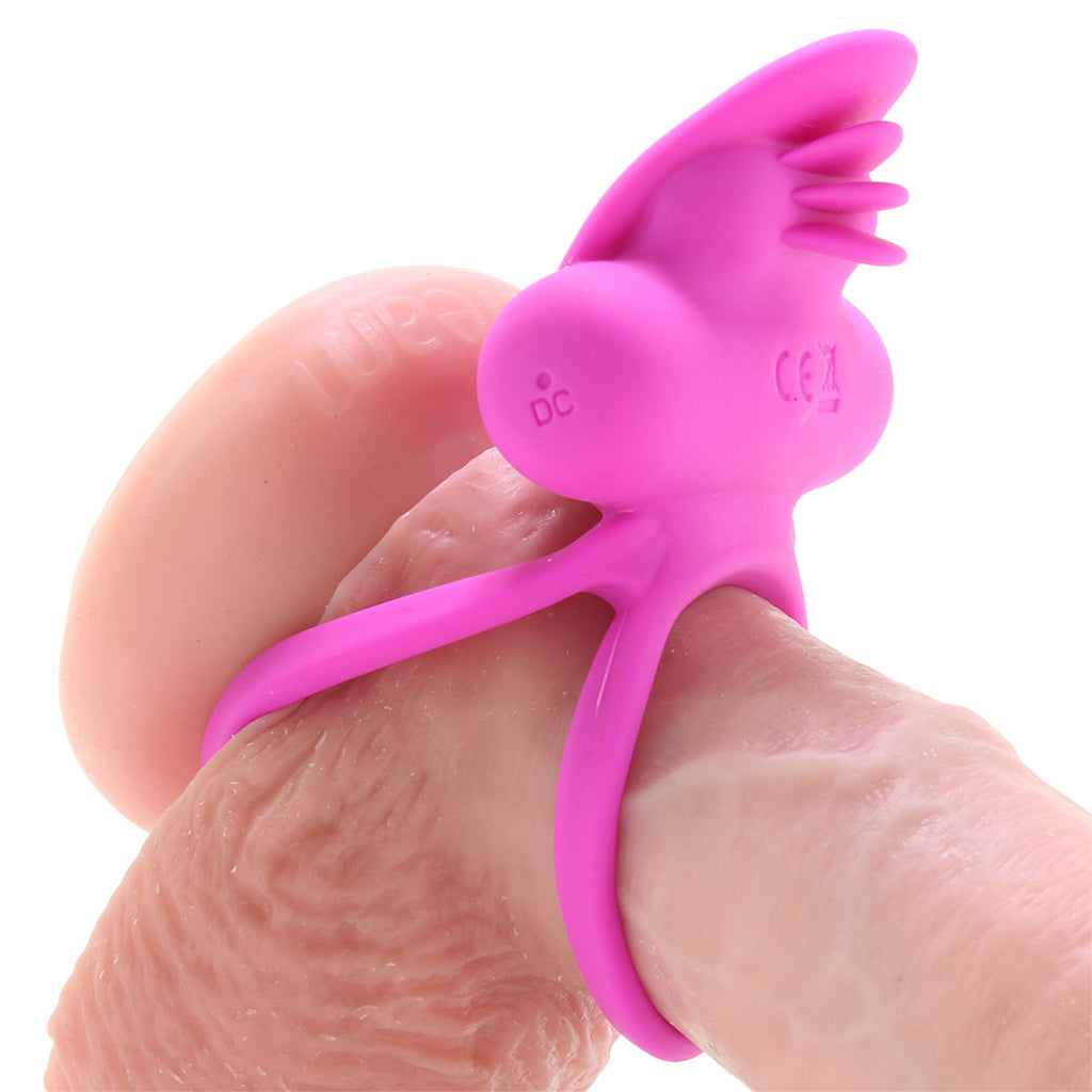 Dual Clit Flicker Vibrating Cock Ring in Pink Cock Rings