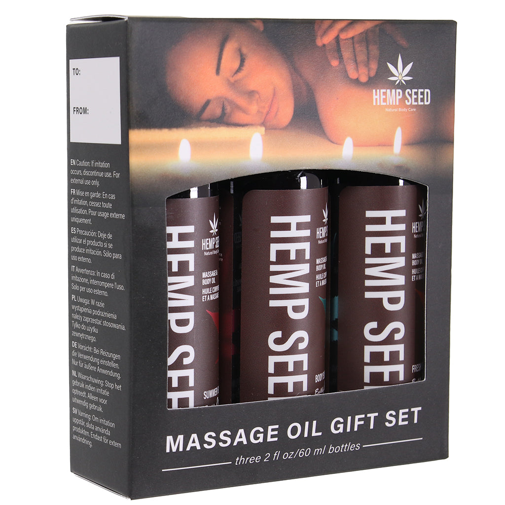 Hemp Seed Massage Oil Gift Set in 3 x 2oz/60ml Lubes and Lotions > Erotic Massage Oils