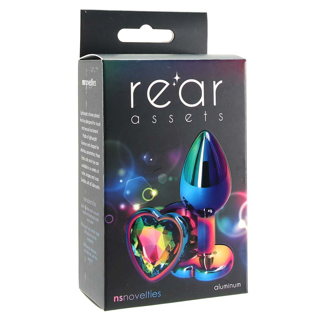 Small Aluminum Plug with Rainbow Heart Gem in Multicolor Anal Sex Toys > Butt Plugs