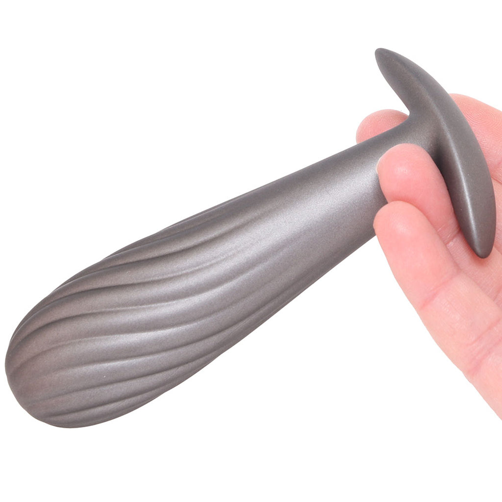 Ouch! Smooth Silicone Ribbed Butt Plug in Gun Metal Anal Sex Toys > Butt Plugs