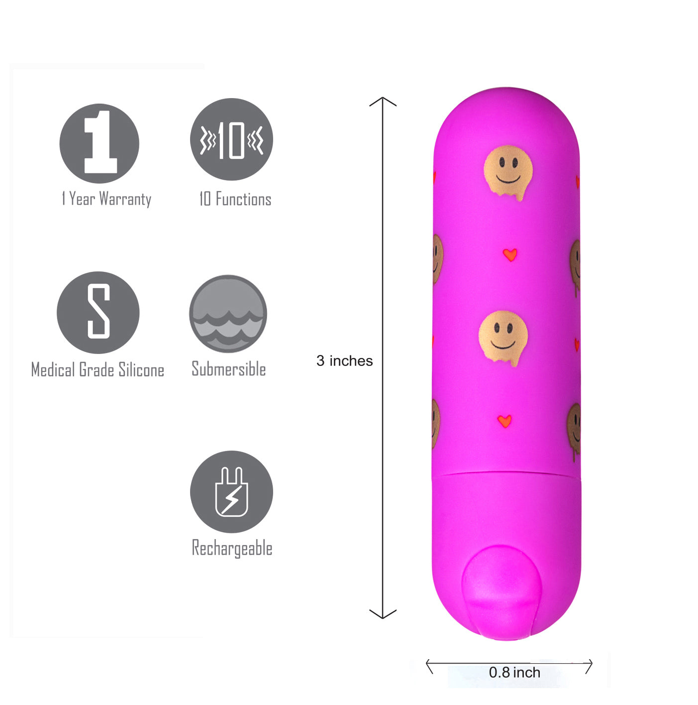 Maia Giggly (7.6 cm) Bullet Vibrator with 10 Functions – Bullet Vibrator