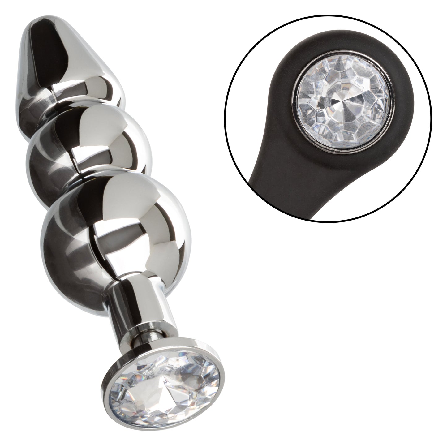 Star Fucker Beaded Plug With Stretchy Black Silicone Dual Enhancer and Silver Metal Probe